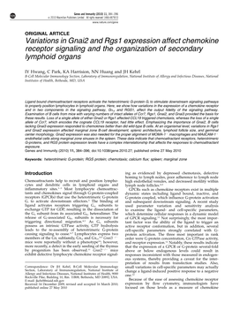 Variations in Gnai2 and Rgs1 Expression Affect Chemokine Receptor Signaling and the Organization of Secondary Lymphoid Organs