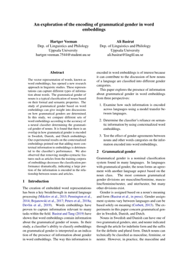 An Exploration of the Encoding of Grammatical Gender in Word Embeddings