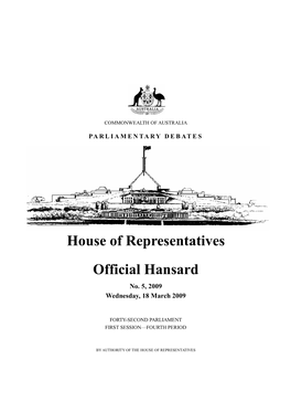 House of Representatives Official Hansard No