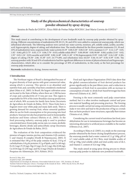 Study of the Physicochemical Characteristics of Soursop Powder