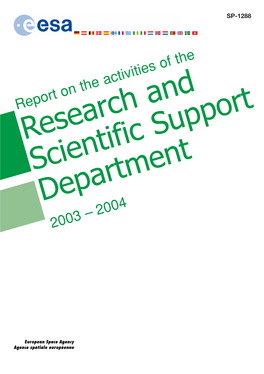 Research and Scientific Support Department 2003 – 2004