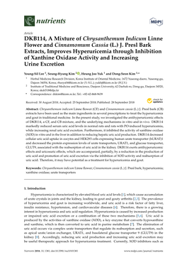 DKB114, a Mixture of Chrysanthemum Indicum Linne Flower and Cinnamomum Cassia (L.) J