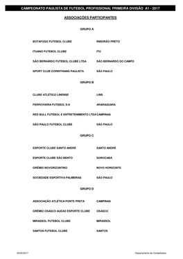 (Tabela Campeonato Paulista S\311Rie A1- 2017