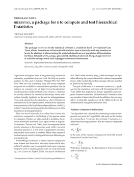 HIERFSTAT, a Package for R to Compute and Test Hierarchical F-Statistics