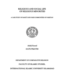 Religious and Social Life of Religious Minorities