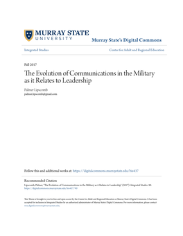The Evolution of Communications in the Military As It Relates to Leadership