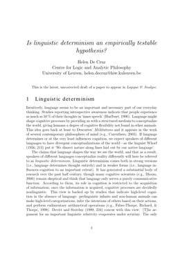 Is Linguistic Determinism an Empirically Testable Hypothesis?