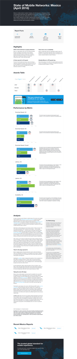 State of Mobile Networks: Mexico (April 2016)