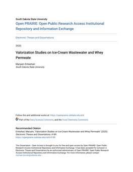 Valorization Studies on Ice-Cream Wastewater and Whey Permeate