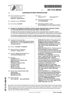 Strain of Entomopathogenic Fungus Isaria Fumosorosea Ccm 8367 (Ccefo