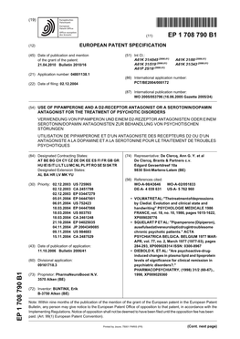 Use of Pipamperone and a D2-Receptor Antagonist Or