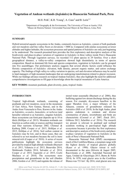 Vegetation of Andean Wetlands (Bofedales) in Huascarán National Park, Peru