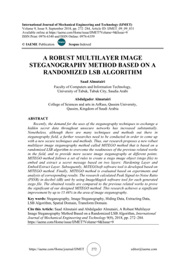A Robust Multilayer Image Steganography Method Based on a Randomized Lsb Algorithm
