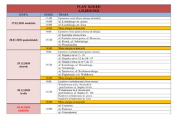 Plan Kolęd A.D.2020/2021 Data Godz