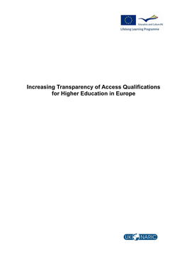 Increasing Transparency of Access Qualifications for Higher Education in Europe