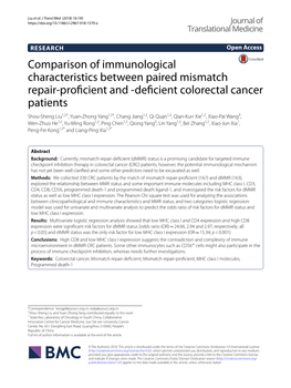 Comparison of Immunological Characteristics Between Paired