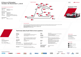 Technical Data Audi R18 E-Tron Quattro 6 Hours of Shanghai