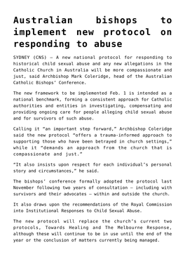 Australian Bishops to Implement New Protocol on Responding to Abuse