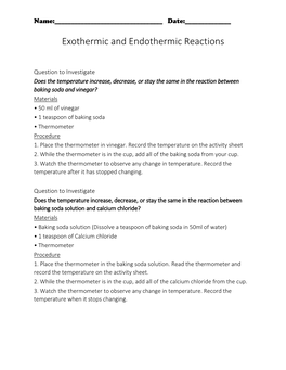 Exothermic and Endothermic Reactions