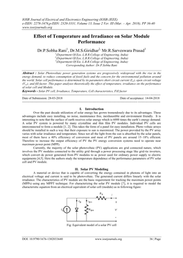 Effect of Temperature and Irradiance on Solar Module Performance