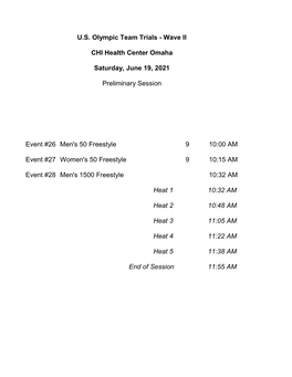 Event #26 Men's 50 Freestyle 9 10:00 AM Event #27 Women's 50