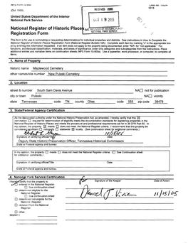 National Register of Historic Places Continuation Sheet