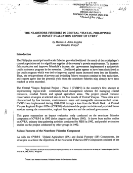 THE NEARSHORE FISHERIES in CENTRAL VISAYAS, PHILIPPINES: an IMPACT EVALUATION REPORT of CVRP-I1 by Marian 5. De/Os Angeles and R