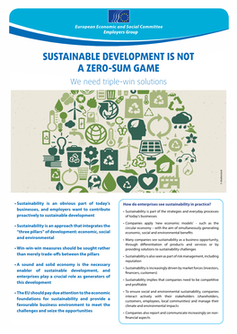 SUSTAINABLE DEVELOPMENT IS NOT a ZERO-SUM GAME We Need Triple-Win Solutions © Shutterstock