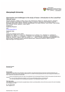 Approaches and Challenges to the Study of Loess—Introduction to the Loessfest Special Issue Schaetzl, Randall J.; Bettis, E