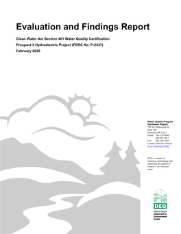 Evaluation and Findings Report