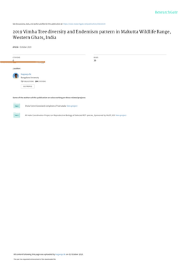 2019 Vimha Tree Diversity and Endemism Pattern in Makutta Wildlife Range, Western Ghats, India