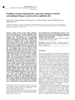 Profiling Estrogen-Regulated Gene Expression Changes in Normal And