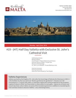 19 - (HT) Half Day Valletta with Exclusive St