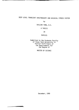 Deep Level Transient Spectroscopy and Uniaxial Stress System