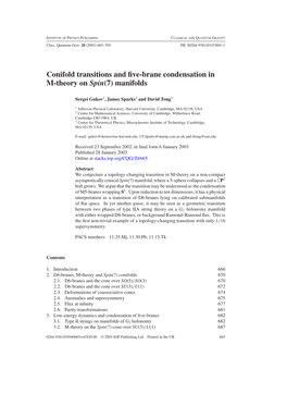 Conifold Transitions and Five-Brane Condensation in M-Theory on Spin(7