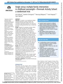 A Randomised Trial Ane Kokkvoll,1 Sameline Grimsgaard,2,3 Rønnaug Ødegaard,4,5 Trond Flægstad,6,7 Inger Njølstad3