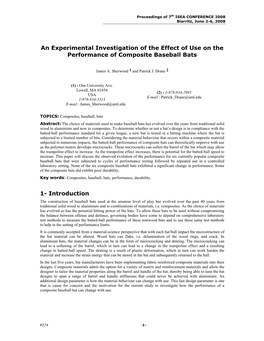 An Experimental Investigation of the Effect of Use on the Performance of Composite Baseball Bats