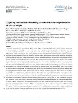 Applying Self-Supervised Learning for Semantic Cloud Segmentation of All