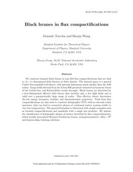 Black Branes in Flux Compactifications