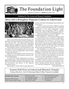 The Foundation Light Volume 13 Number 1 ▪ March-April-May 2016