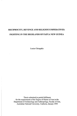 Reciprocity, Revenge and Religious Imperatives