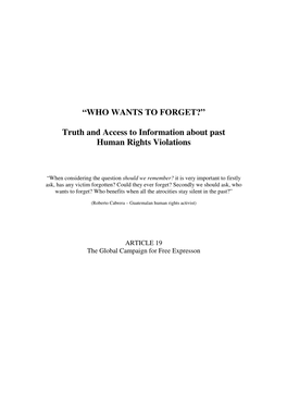 Truth and Access to Information About Past Human Rights Violations