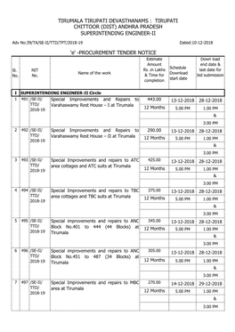 TIRUMALA TIRUPATI DEVASTHANAMS : TIRUPATI 'E