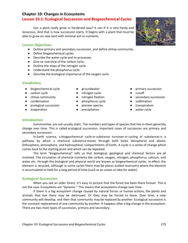 Ecological Succession and Biogeochemical Cycles