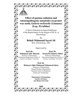 Effect of Gamma Radiation and Entomopathogenic Nematodes on Greater Wax Moth, Galleria Mellonella (Linnaeus) [Lep., Pyralidae]