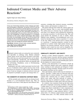 Iodinated Contrast Media and Their Adverse Reactions*