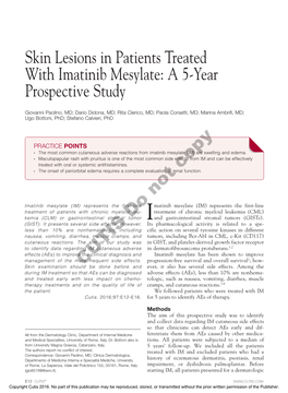 Skin Lesions in Patients Treated with Imatinib Mesylate: a 5-Year Prospective Study