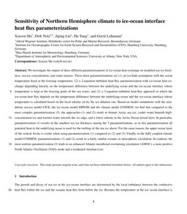 Sensitivity of Northern Hemisphere Climate to Ice-Ocean Interface Heat