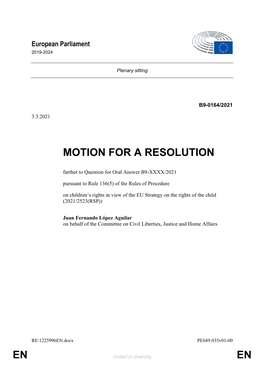 En En Motion for a Resolution