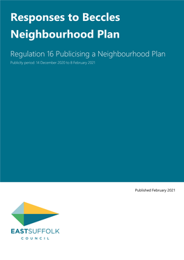 Responses to Beccles Neighbourhood Plan